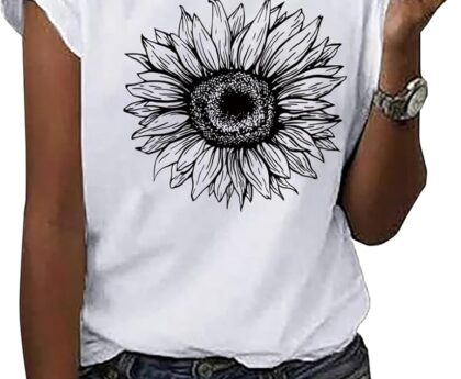 LOOKFACE Women Crewneck Cute Graphic Short Sleeve T Shirts