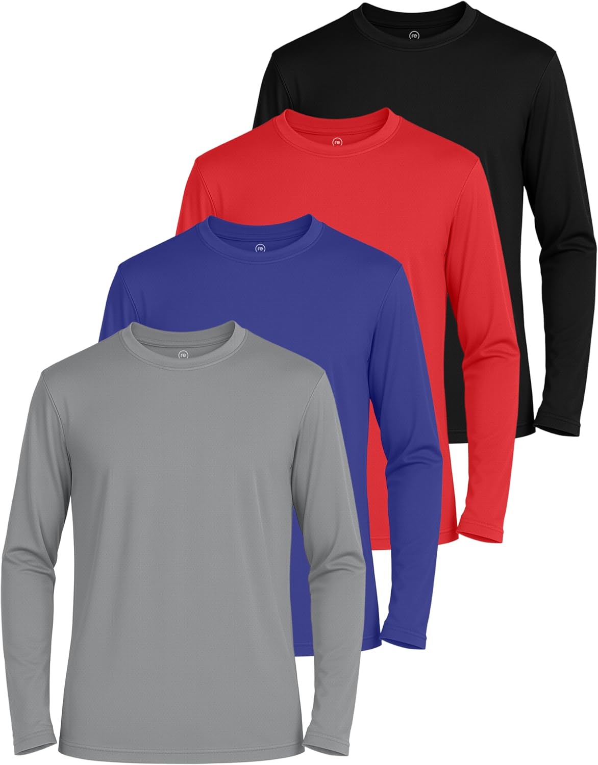 Real Essentials 4 Pack: Boys’ Mesh Long Sleeve Athletic T-Shirt – Kids Teens Youth Active Tees Running Tops (Ages 4-18)