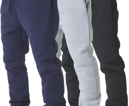 Ultra Performance 3 Pack Mens Fleece Wide Leg Sweatpants with Pockets, Open Bottom Workout Sweatpants for Men