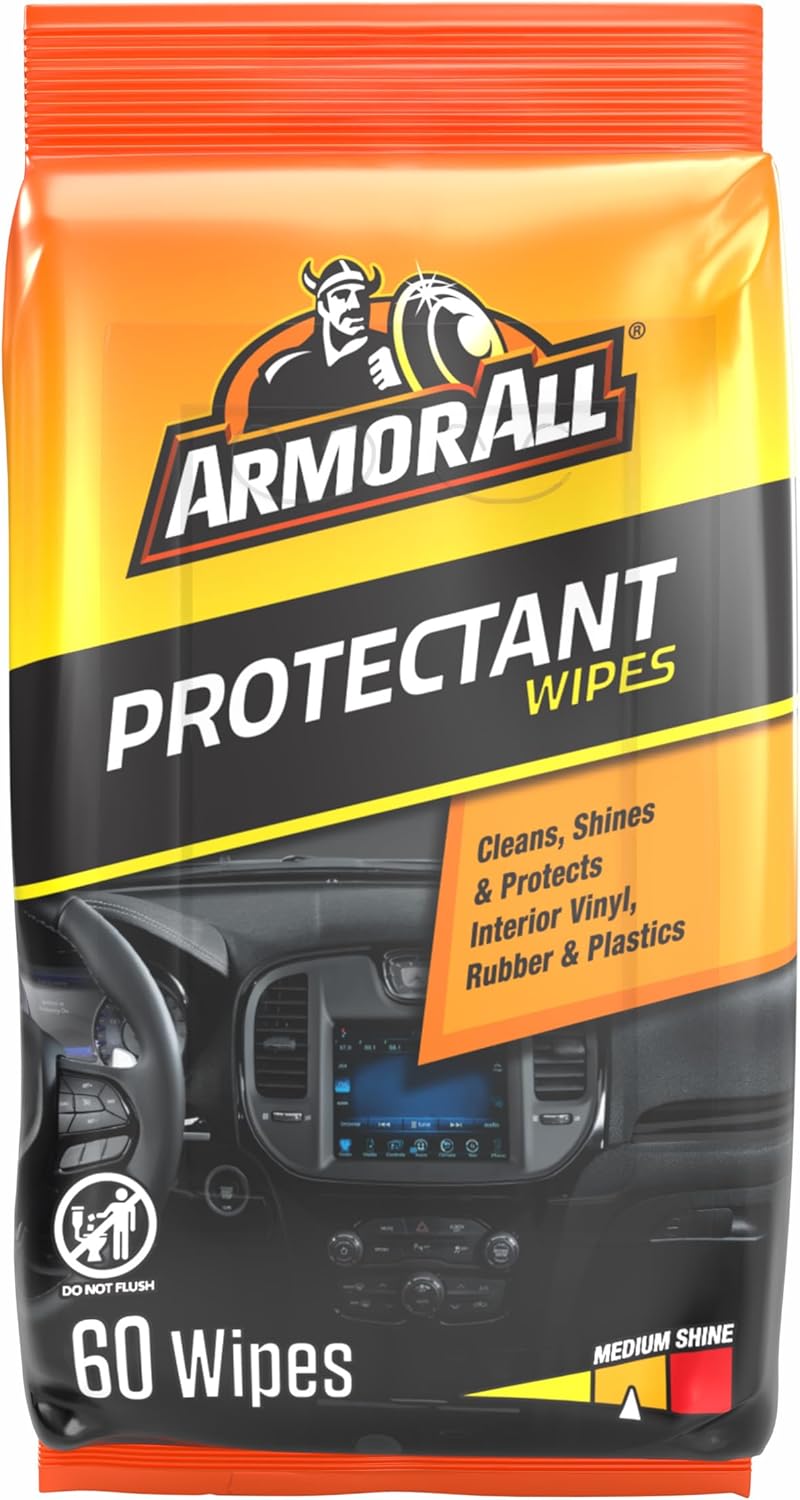 Armor All Car Protectant Wipes, Interior Car Wipes with UV Protection Against Cracking and Fading, 60 Wipes