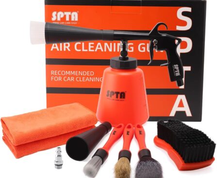 SPTA High Pressure Car Cleaning Gun, Cleaning Gun, Car Interior Washing Kit, Detailing Wash Gun with Metal Spinner for Seat Carpet Roof Dashboard, Essential Car Detailing Kit, 1L Bottle