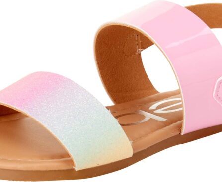 bebe Girls Sandals – Big girl and Toddler Girl Sandals with Durable Leather and Glitter Straps, Summer Dress Shoes for Girls