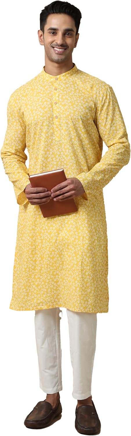 Filori Studio – Men’s Printed Festive Motifs Long Kurta (Kurta Only)