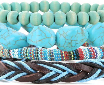 HZMAN Wrap Bracelets Men Women, Hemp Cords Wood Beads Ethnic Tribal Bracelets, Leather Wristbands
