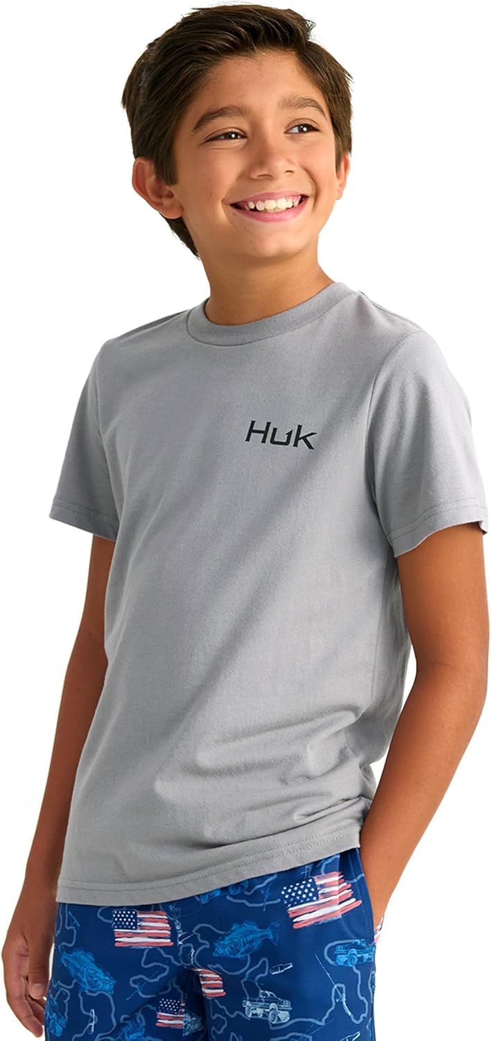 HUK Unisex Kids Performance Fishing Logo Tee, Short Sleeve T-Shirt for Kids