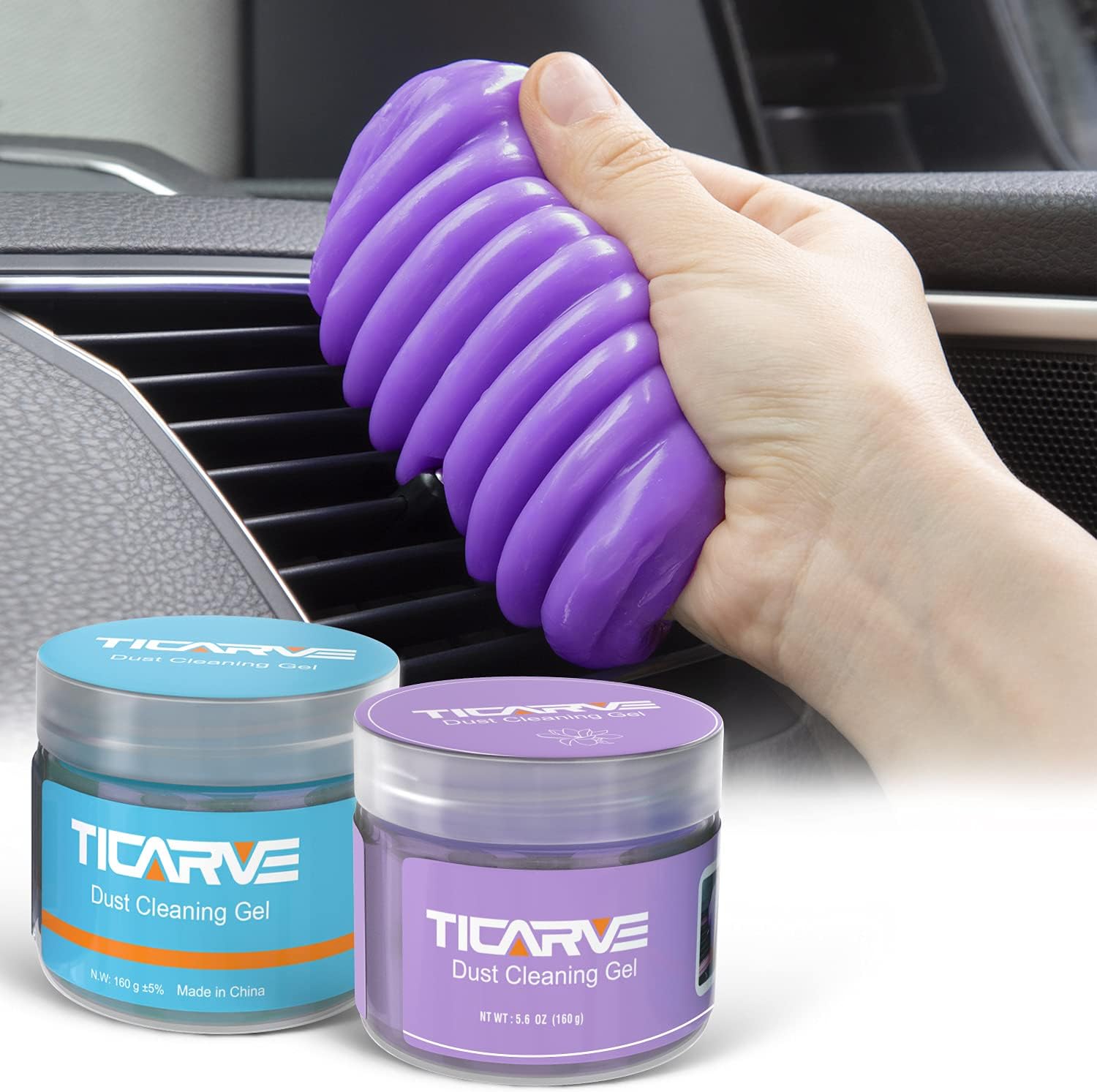 TICARVE 2Pack Cleaning Gel for Car Cleaning Putty Car Slime for Cleaning Car Detailing Putty Detail Tools Car Interior Cleaner Automotive Car Cleaning Kits Keyboard Cleaner Blue Purple (320g/11.2oz)
