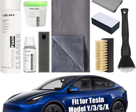 for Tesla Interior Cleaner Kit 9PCS, Foam Seat Cleaner Safe for Tesla Black & White Vegan Leather, with Screen Cleaner, Plastic Restorer, Car Detailing Kit for Model Y/3/S/X Accessories