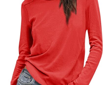 Cicy Bell Womens Long Sleeve Shirts Casual Loose Fit Crew Neck Seam Tunic Tops Fall Basic Tees