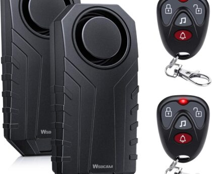 WSDCAM 113dB Loud Anti Theft Vibration Sensor Alarm Systems for Electric Bike Motorcycle Golf Car Trailer Mailbox Garage Door Waterproof Home Security Bike Accessories Bike Alarm with Remote (2pack)