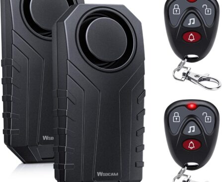 WSDCAM 113dB Loud Anti Theft Vibration Sensor Alarm Systems for Electric Bike Motorcycle Golf Car Trailer Mailbox Garage Door Waterproof Home Security Bike Accessories Bike Alarm with Remote (2pack)