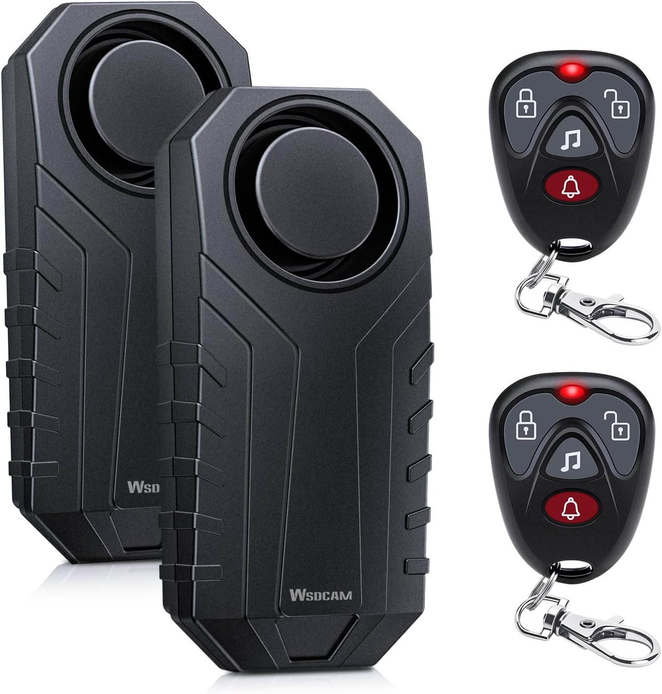 WSDCAM 113dB Loud Anti Theft Vibration Sensor Alarm Systems for Electric Bike Motorcycle Golf Car Trailer Mailbox Garage Door Waterproof Home Security Bike Accessories Bike Alarm with Remote (2pack)