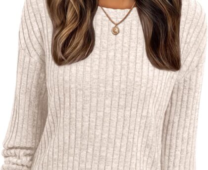 AUTOMET Womens Dropped Shoulder Long Sleeve Shirt Fall Fashion Tops Tunic Dressy Casual Sweater Clothes Trendy Outfits 2025