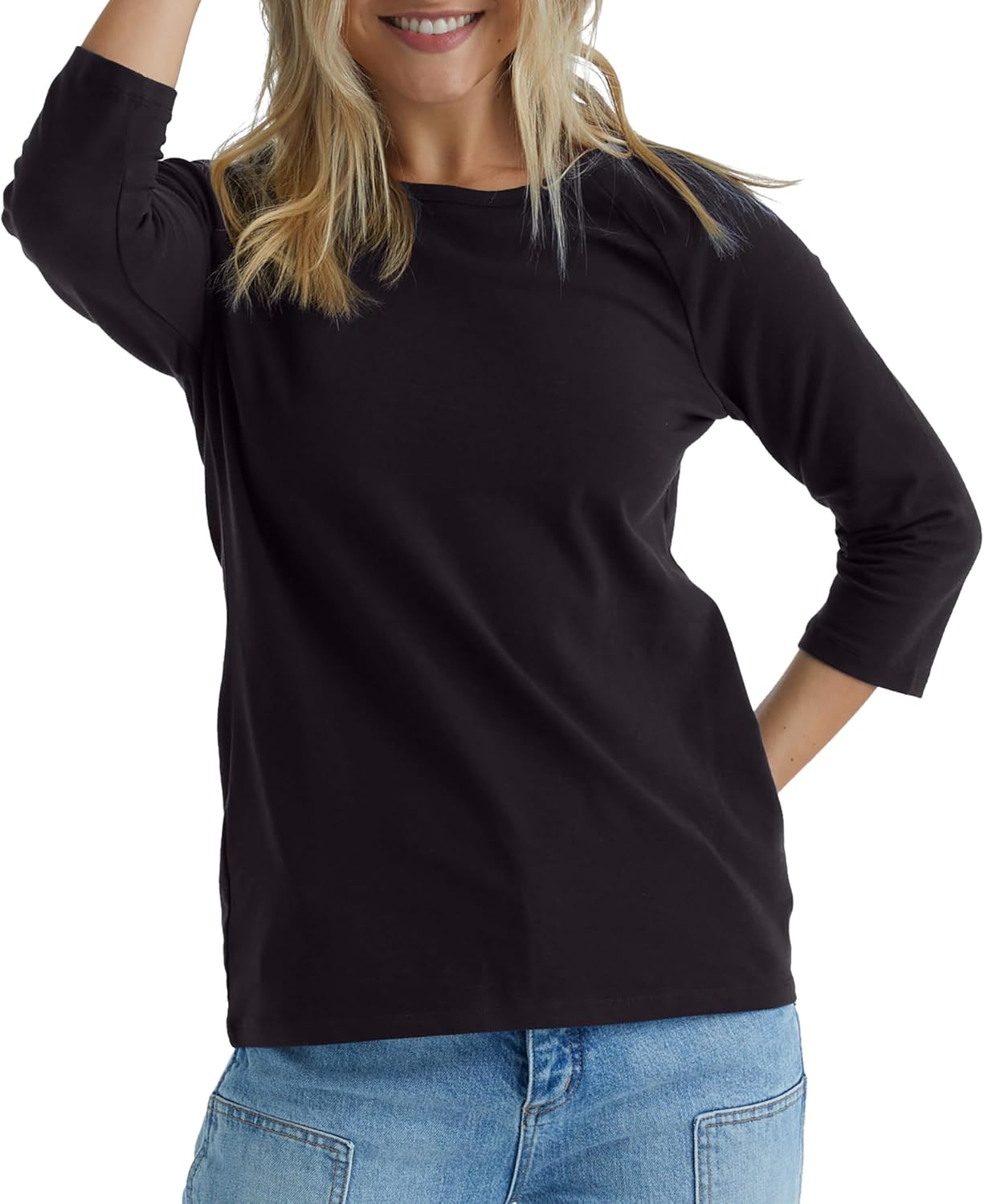 Hanes Women’s Raglan Sleeve Stretch Cotton Crewneck Tee