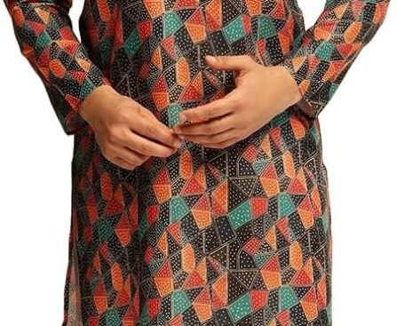 Sojanya (Since 1958 Men’S Cotton Linen Printed Kurta With White Pyjama
