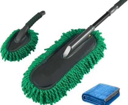 FLORICH Large Microfiber Car Duster Kit, Extendable Car Duster Exterior Scratch Free, Car Cleaning Brush Car Interior Detailing Kit, Car Cleaning Supplies for Cars RV Truck Boat