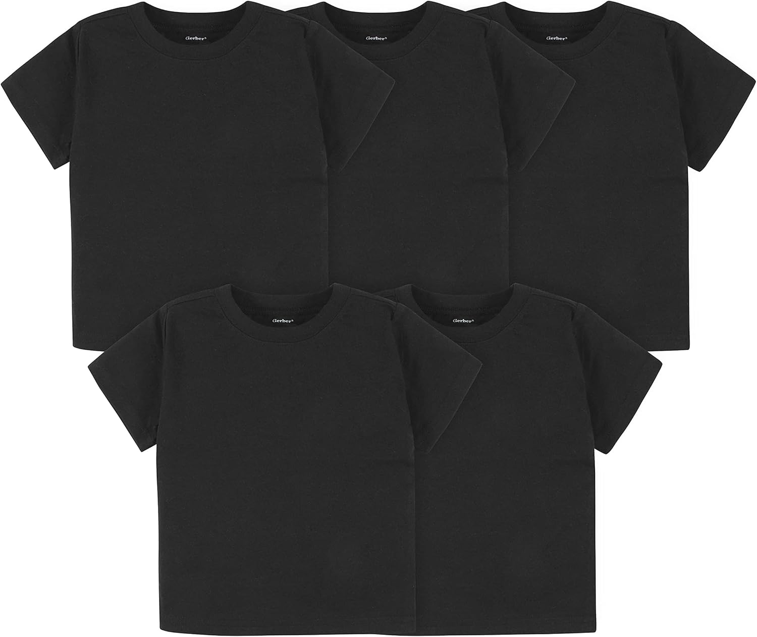 Gerber Unisex-Baby Toddler 5-Pack Solid Short Sleeve T-Shirts Jersey 160 GSM