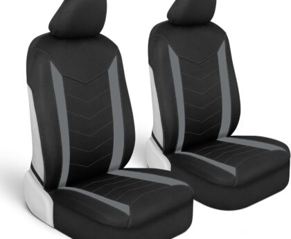 Motor Trend SpillGuard Seat Covers for Cars Trucks SUV – Gray Seat Covers with Waterproof Neoprene Lining, Automotive Car Seat Covers for Front Seats Only, Forros Para Asientos de Carro