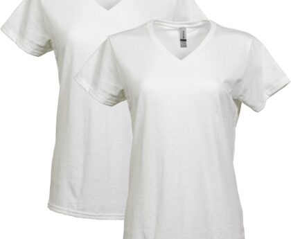 Gildan Women’s Heavy Cotton V-Neck T-Shirt, 2-Pack
