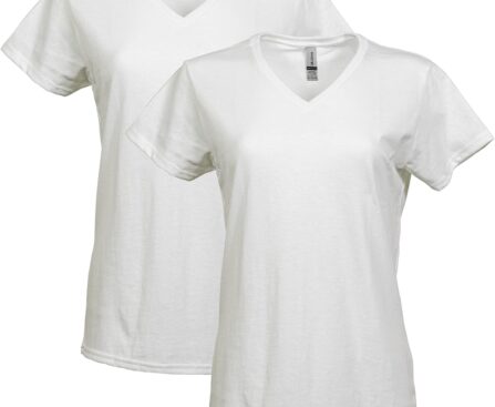 Gildan Women’s Heavy Cotton V-Neck T-Shirt, 2-Pack