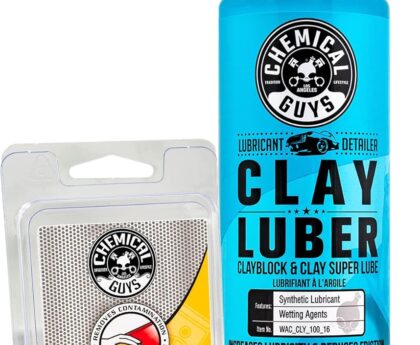 Chemical Guys Clay Bar and Luber Synthetic Lubricant Kit – Light/Medium Duty OG Clay Bar for Removing embedded dirt from Paint, Glass, and Metal, Essential Detailing Accessory – 2 Items