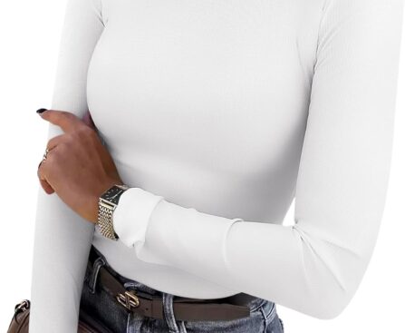 ANRABESS Women Long Sleeve Thermal Shirt Fleece Tops 2025 Fall Winter Crew Neck Casual Base Layer T-Shirts Warm Undershirts