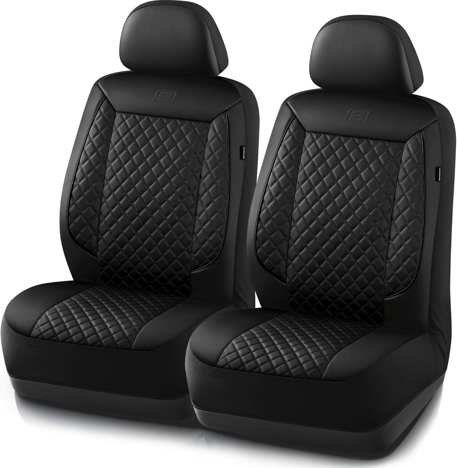 Skechers Car Seat Covers,Piping Luxury Faux Seat Covers,Waterproof Anti Slip Car Seat Protector Front Seats,Car Accessories Airbag Universal Fit for 95% Cars,Vans,Trucks,SUV,Black