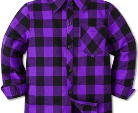 Cromoncent Boys Long Sleeve Flannel Plaid Shirt Button Down Shirts