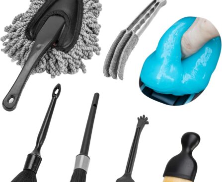 THINKWORK Car Interior Cleaning Kit, Car Duster Interior Detail Brush, Including 6Pcs Car Detailing Brush Set, Complete Auto Accessories for Women Men Gift