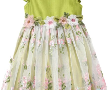 PATPAT Girl’s Tulle Dress Tutu Party Birthday Poster Formal Fancy Flower Princess Dresses