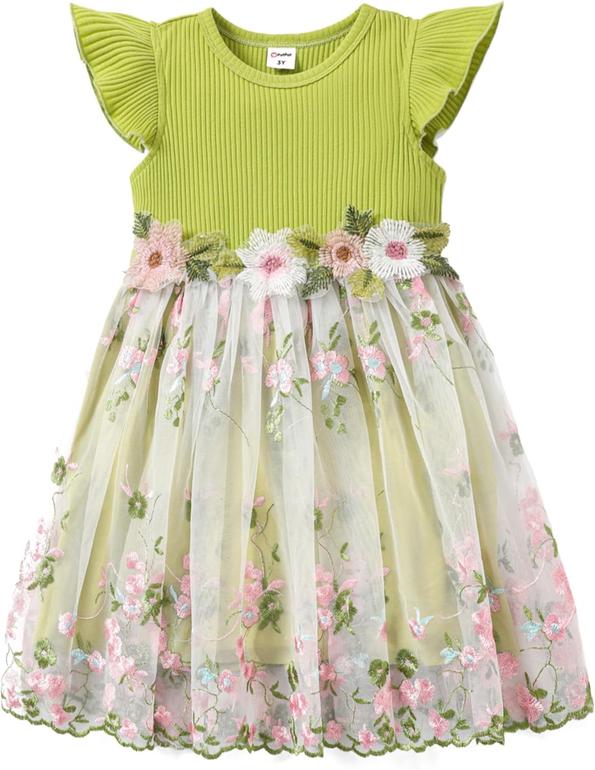 PATPAT Girl’s Tulle Dress Tutu Party Birthday Poster Formal Fancy Flower Princess Dresses