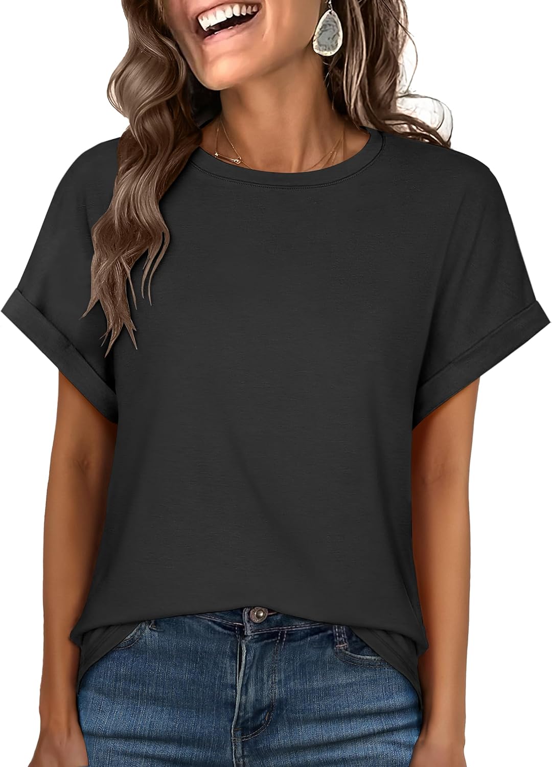 ANRABESS Oversized Tshirts for Women Summer Tops Short Sleeve Casual Loose Basic Tee Shirt Cute Outfits 2025 Trendy Clothes