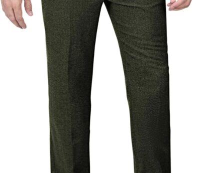 Men’s Tweed Pants Herringbone Thick Wool Pleated Front Dress Suit Vintage Trousers