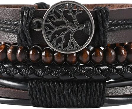 Gothic Bracelet Adjustable Punk Braided Leather Multilayer Grunge Set Bracelets Emo Metal Cuff Wrap Bangles Meaningful Gift