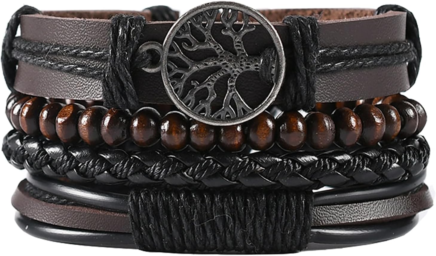 Gothic Bracelet Adjustable Punk Braided Leather Multilayer Grunge Set Bracelets Emo Metal Cuff Wrap Bangles Meaningful Gift