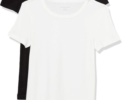 Amazon Essentials Women’s Slim-Fit Short-Sleeve Crewneck T-Shirt, Pack of 2