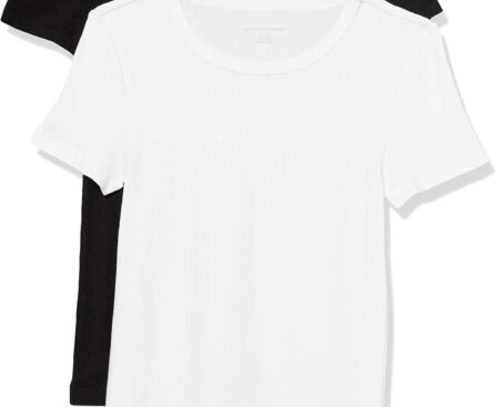 Amazon Essentials Women’s Slim-Fit Short-Sleeve Crewneck T-Shirt, Pack of 2