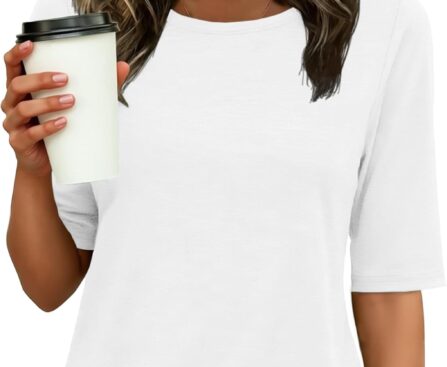 ANRABESS Womens Half Sleeve Tops Crewneck Shirts Basic Fit Tee Trendy 2026 Spring Summer Business Casual T-Shirts