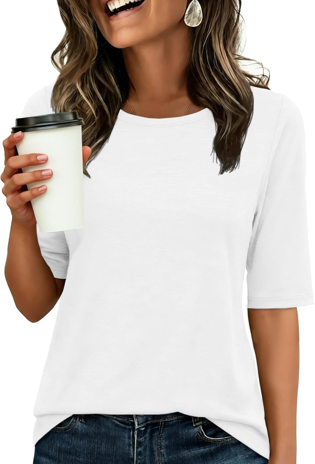 ANRABESS Womens Half Sleeve Tops Crewneck Shirts Basic Fit Tee Trendy 2026 Spring Summer Business Casual T-Shirts