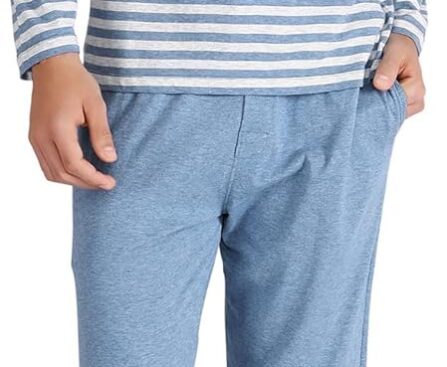 DAVID ARCHY Men’s Pajamas Set Soft Cotton Long Sleeve Sleepwear Comfy Loungewear Pjs with Pockets