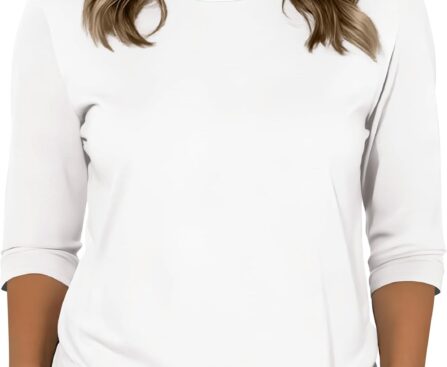 3/4 Sleeve Tops for Women Basic Crew Neck Fall Blouses Casual Fit T Shirts