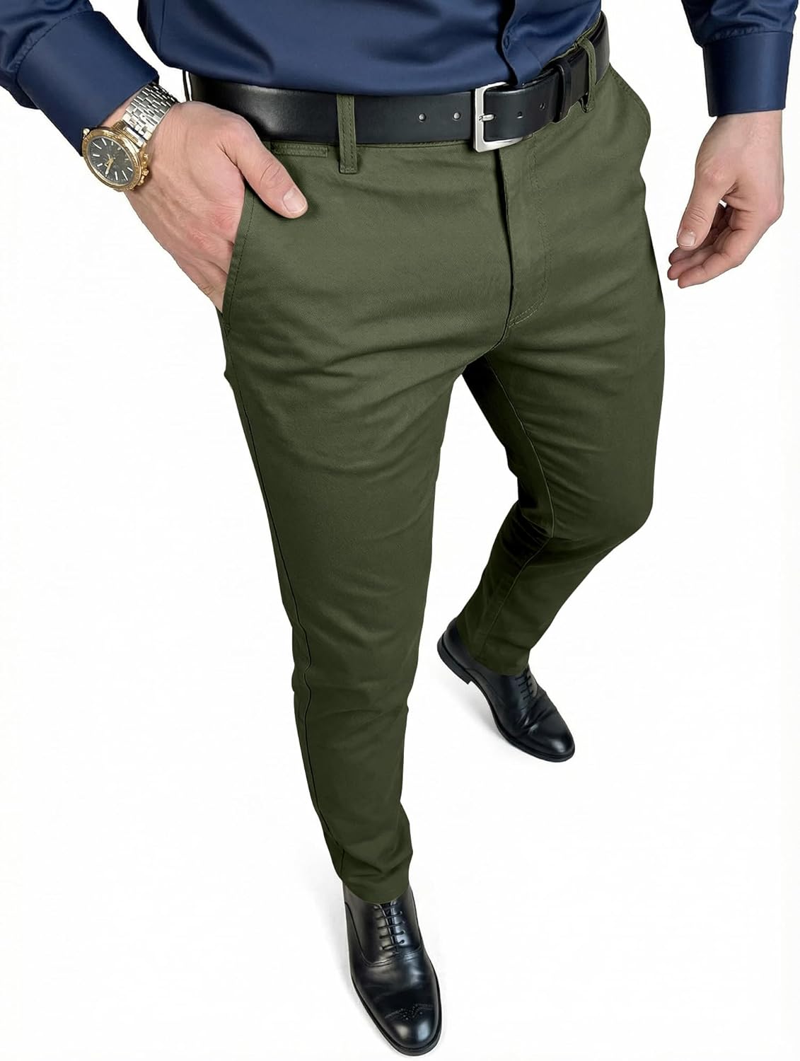 JMIERR Men’s Skinny Stretchy Suit Pants Slim Fit Slacks Tapered Trousers