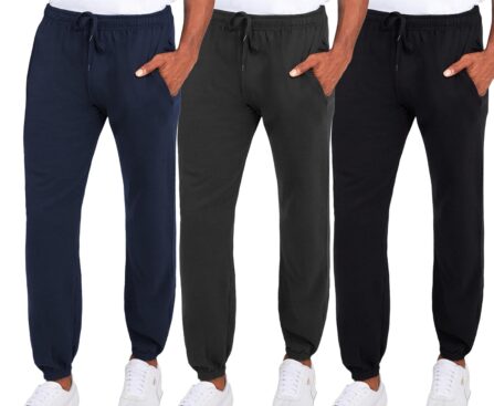 Andrew Scott Men’s Fleece Joggers Pants | Multi Pack | Athletic Loose-fit Sweatpants for Workout, Running, Training