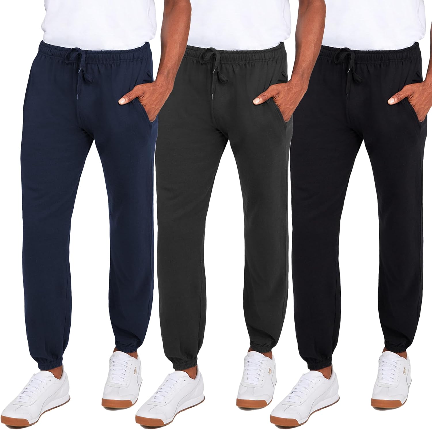 Andrew Scott Men’s Fleece Joggers Pants | Multi Pack | Athletic Loose-fit Sweatpants for Workout, Running, Training