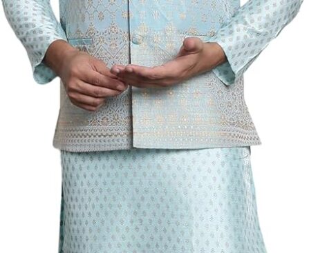 Sojanya (Since 1958 Men’S Silk Blend Kurta And Pyjama With Nehru Jacket