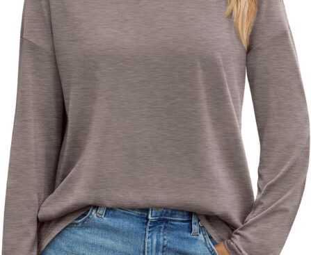 AUTOMET Womens Long Sleeve Shirts Loose Fitted Crewneck Basic Tops Casual Outfits Fall Clothes 2025