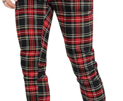 GINGTTO Mens Plaid Dress Pants Stretch Chino Pants Men Slim Fit