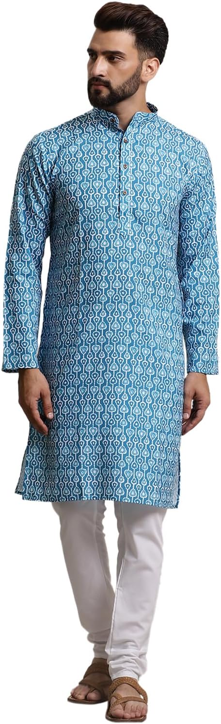 Sojanya (Since 1958 Men’S Cotton Print Kurta & Churidar Pyjama Set