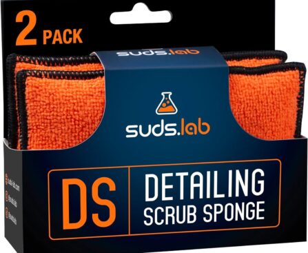 Suds Lab DS Microfiber Detailing Scrub Pad 2 Pack – Car Interior Cleaning & Detailing Microfiber Scrub Pads – Safe On Leather, Vinyl, Plastic, Etc.