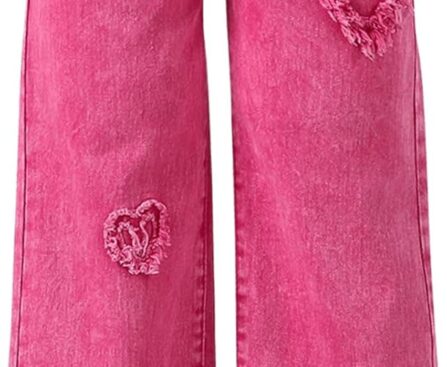 Verdusa Girls Y2K Baggy Jeans Elastic High Waist Wide Leg Loose Denim Jeans Pants Tween Clothes for Girls 10-12