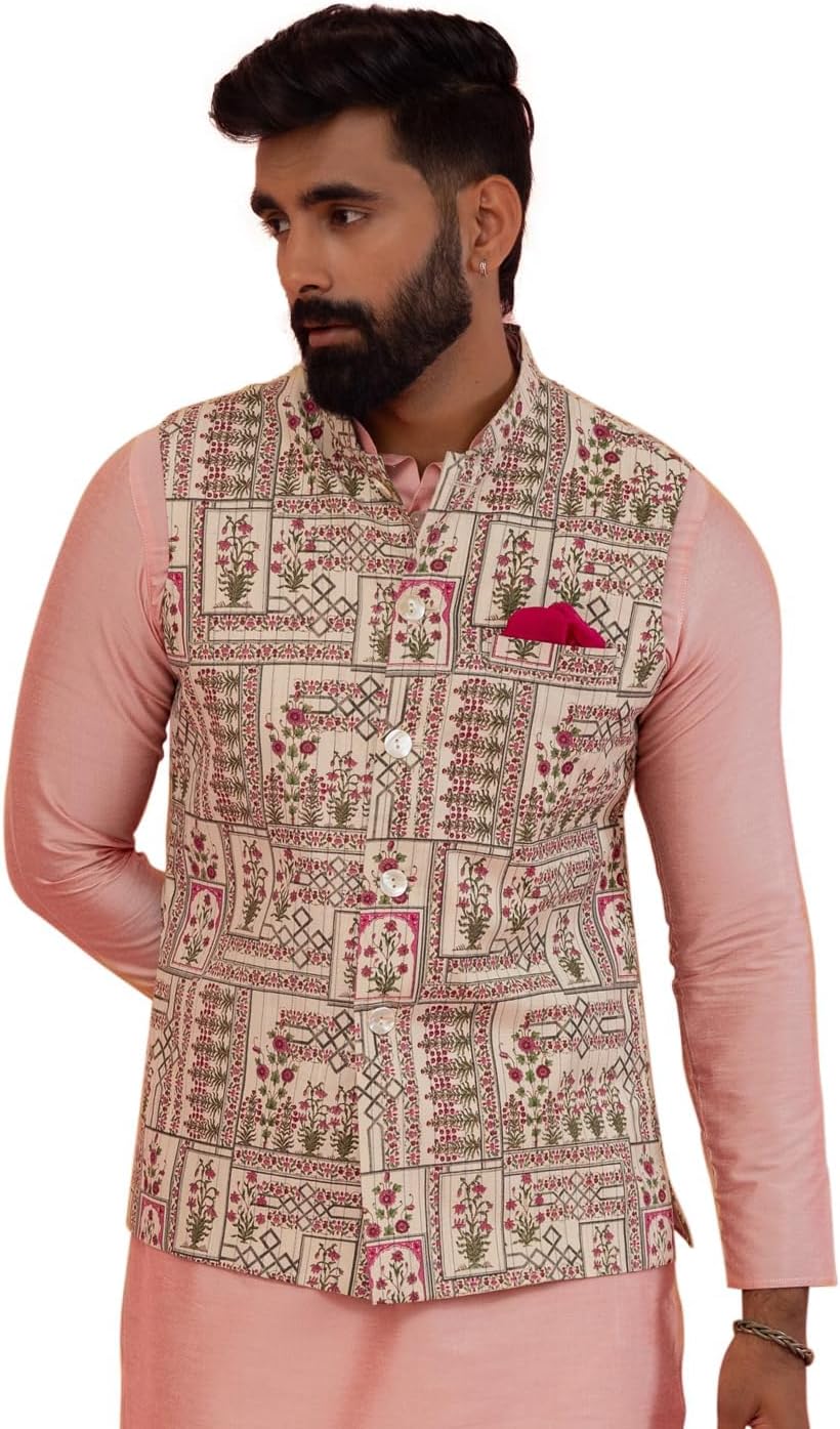 KISAH Mens Nehru Jacket – Stylish Modi Jacket – Traditional Indian Ethnic Wear for Men – Ideal for Weddings & Celebrations